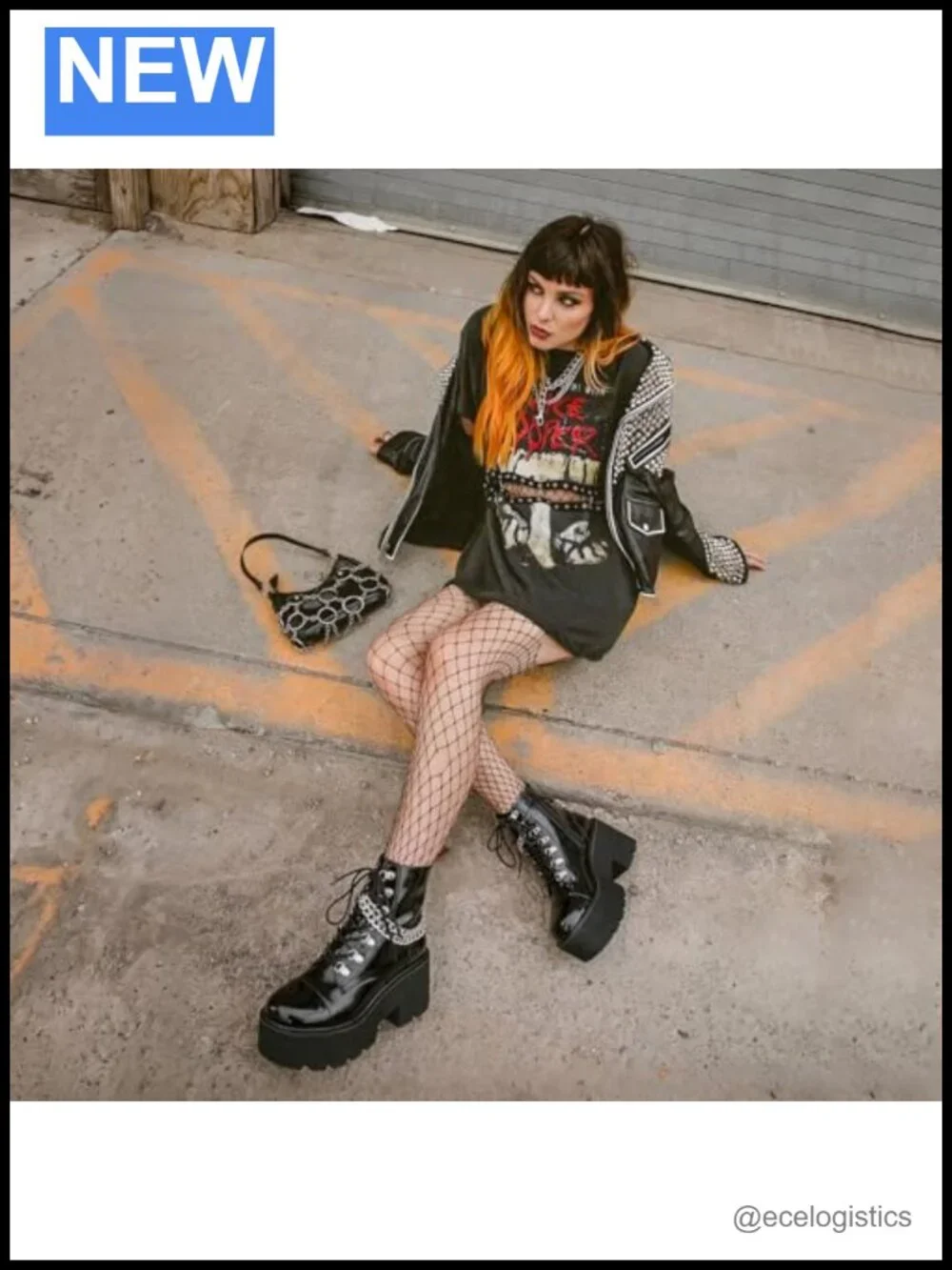 Women's Chunky Wedge Heel Platform Ankle Boots with Punk Chain